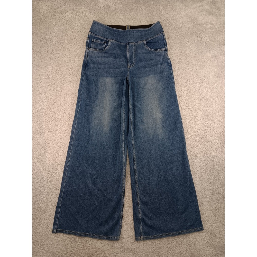 Halara Jeans Women M (27x30) Blue Wide Leg Pull On High Rise Stretch Denim